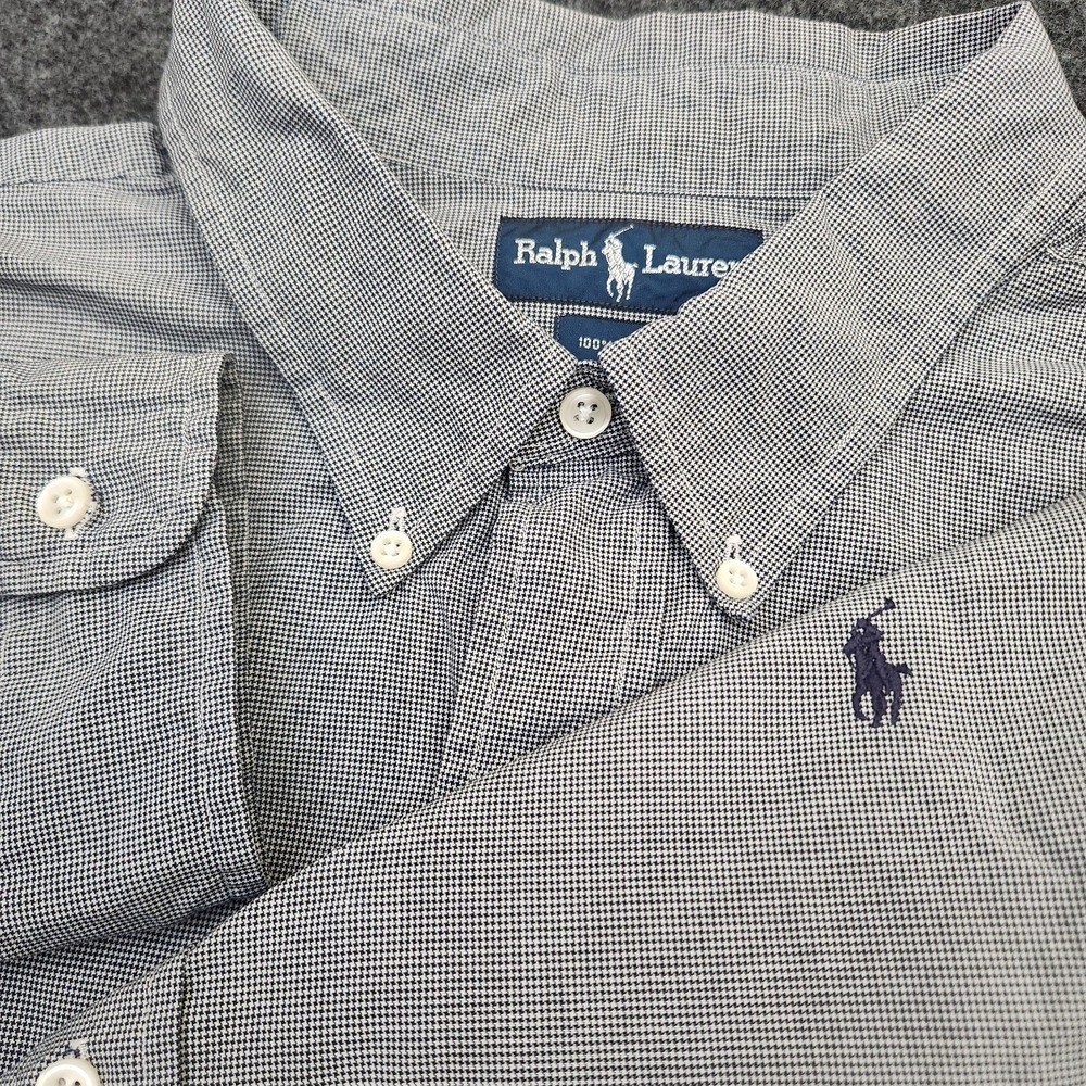 Ralph Lauren Mens 3XB Black White Houndstooth Button Down Shirt 100% Cotton ***